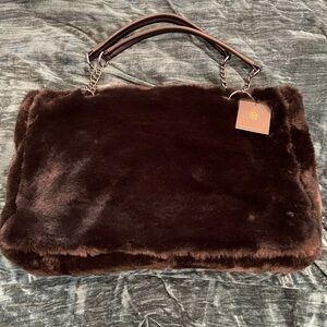 NWT HOH House of Harlow black faux fur bag